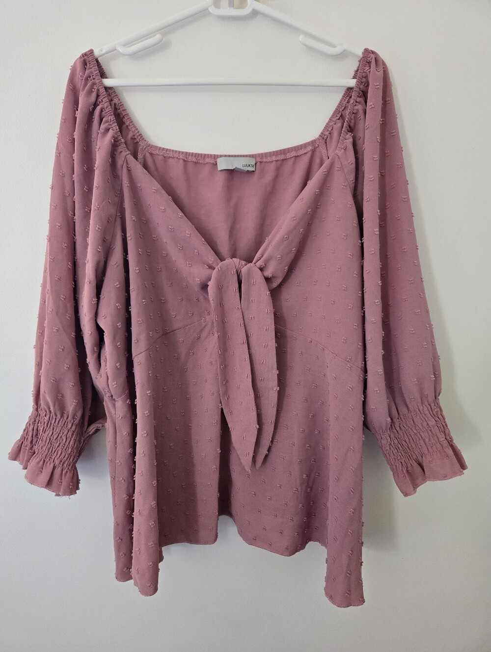 LUUKSE Dusty Rose Mauve Tie Front Blouse
